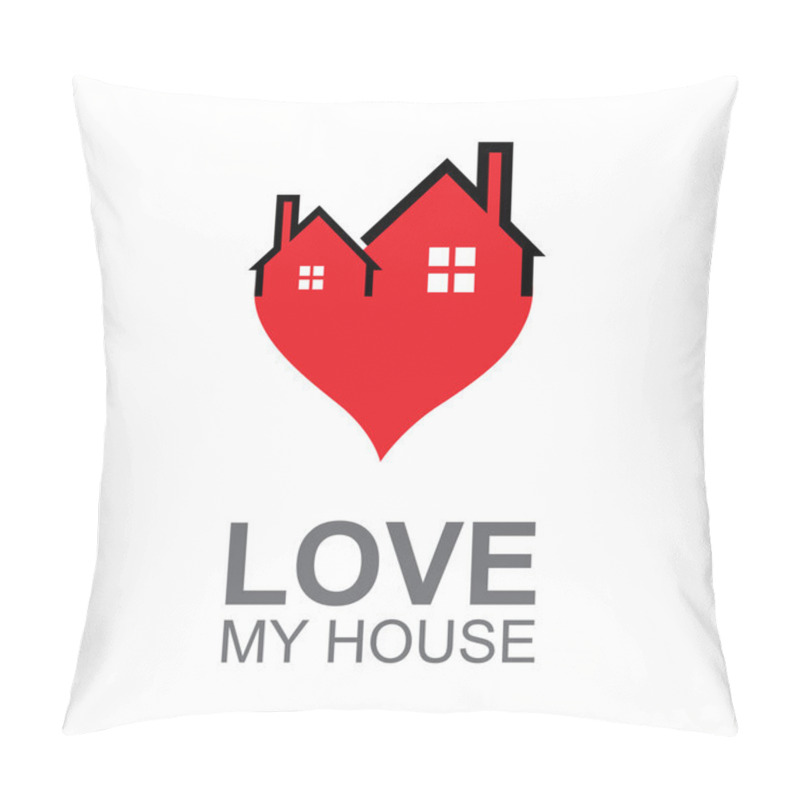 Personality  Building And Real Estate City Illustration. Abstract Background Love My Home Pillow Covers