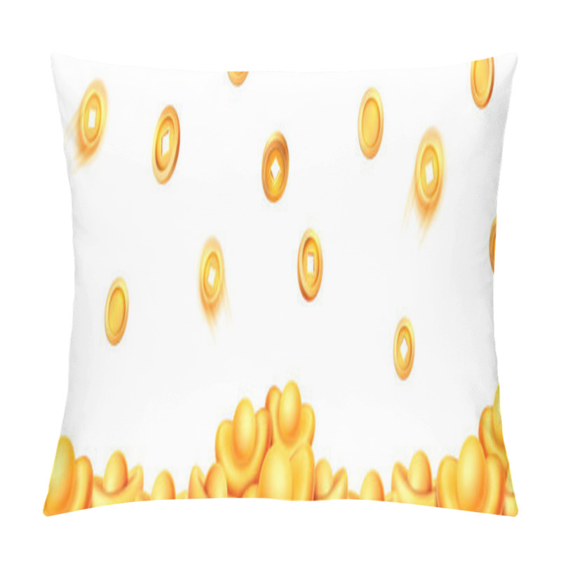 Personality  Falling Chinese Golden Coins And Ingots Isolated Pillow Covers