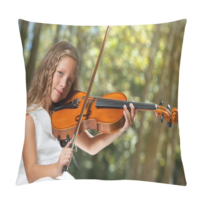 Personality  Close Up Portrait Of Young Violinist In Woods. Pillow Covers