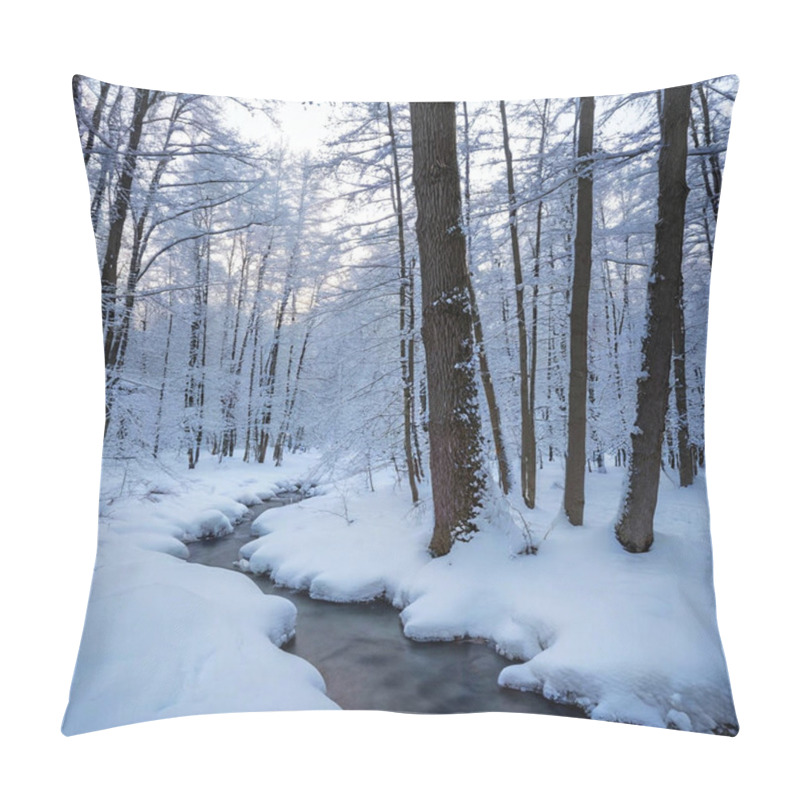 Personality  Winter Art With Cool Tones, Blurred Snowy Textures, And An Overall Serene Mood Pillow Covers