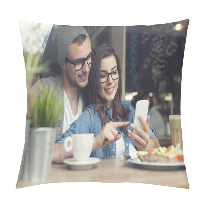 Personality  Couple Using Mobile Phone Pillow Covers