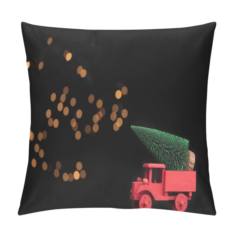 Personality  Red Truck Carrying A Pine Tree  Pillow Covers