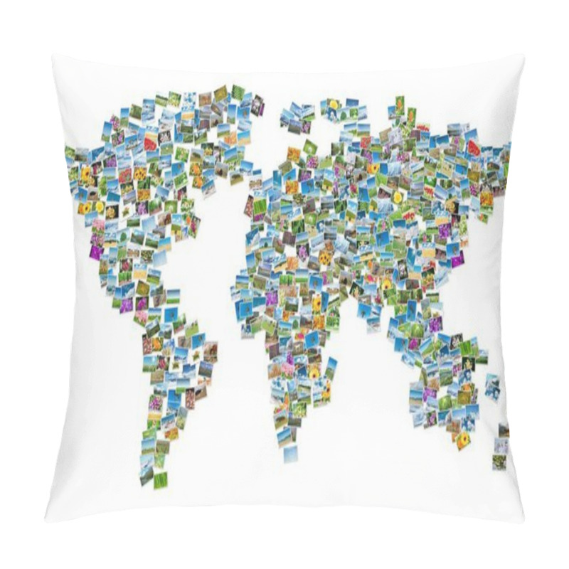 Personality  World Map Made Of Nature Photos Pillow Covers