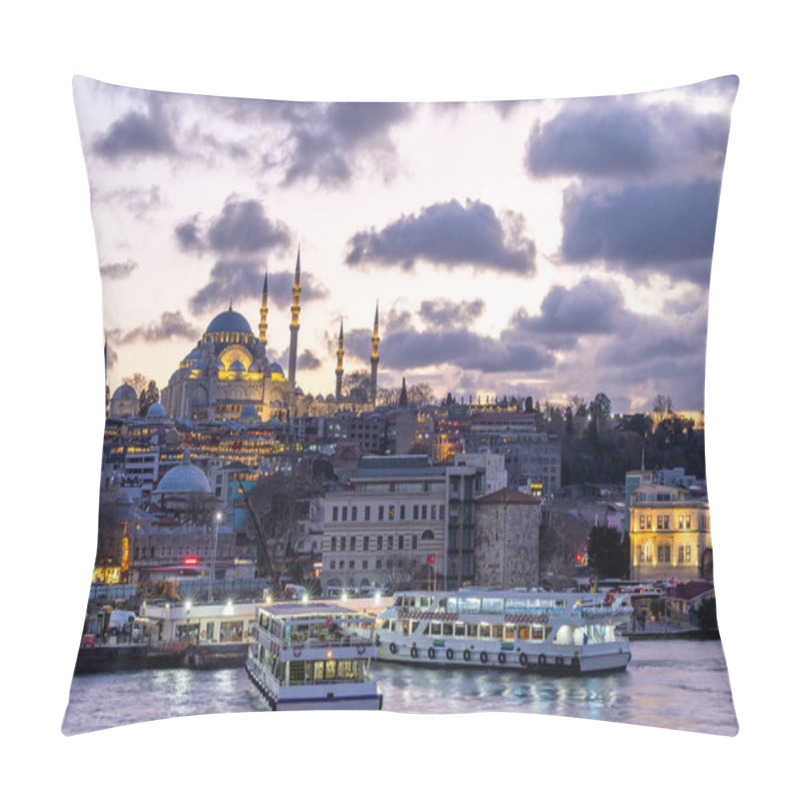 Personality  Suleymaniye Mosque In Sultanahmet District Old Town Of Istanbul, Turkey, Sunset In Istanbul, Turkey With Suleymaniye Mosque, Beautiful Sunny View Of Istanbul With Old Mosque In Istanbul, Turkiye. Pillow Covers