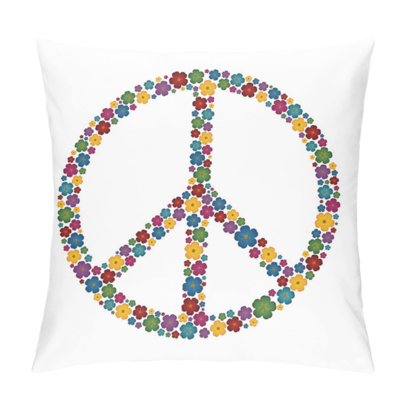 Personality  Symbol Of Peace With Flowers Pillow Covers