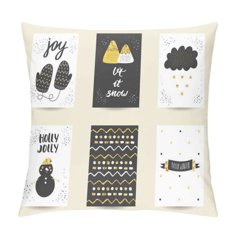 Personality  Cute Doodle Black And Gold Birthday Cards Pillow Covers