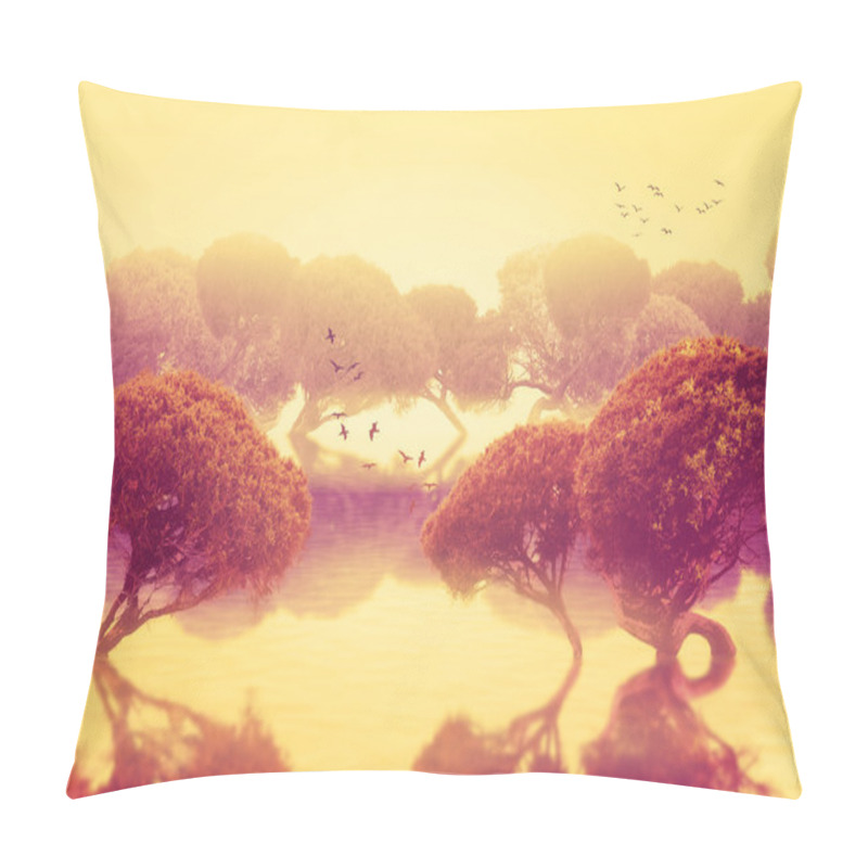 Personality  Peaceful Landscape Of Japanese Gardens Pillow Covers