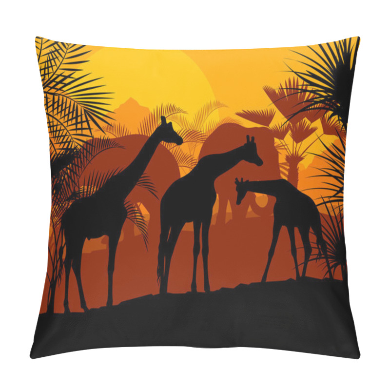 Personality  Giraffe At Sunset Vector Background Pillow Covers