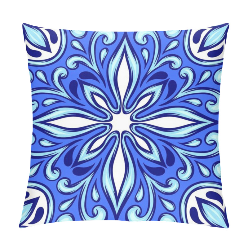 Personality  Portuguese Azulejo Ceramic Tile. Ethnic Folk Ornament. Mediterranean Traditional Ornament. Italian Pottery, Mexican Talavera Or Spanish Majolica.. Portuguese Azulejo Ceramic Tile. Pillow Covers