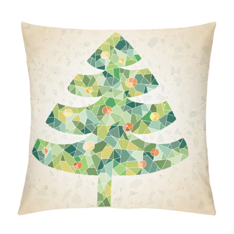 Personality  Grunge Mosaic Christmas Tree Greeting Card Pillow Covers