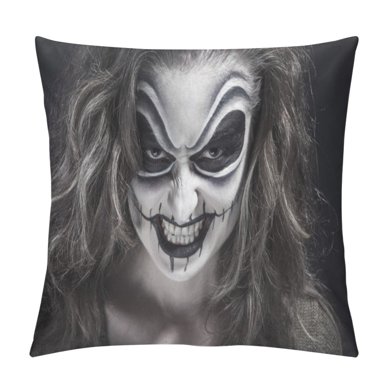 Personality  Halloween Creative Make Up, Smiling. Pillow Covers