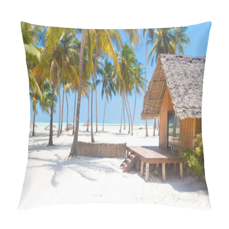 Personality  Wooden Bungalow On Tropical White Sandy Beach. Pillow Covers