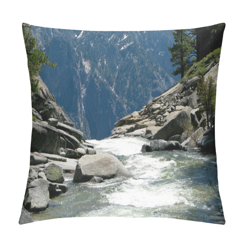 Personality  River Dropping Off Edge Of Yosemite Fall Pillow Covers