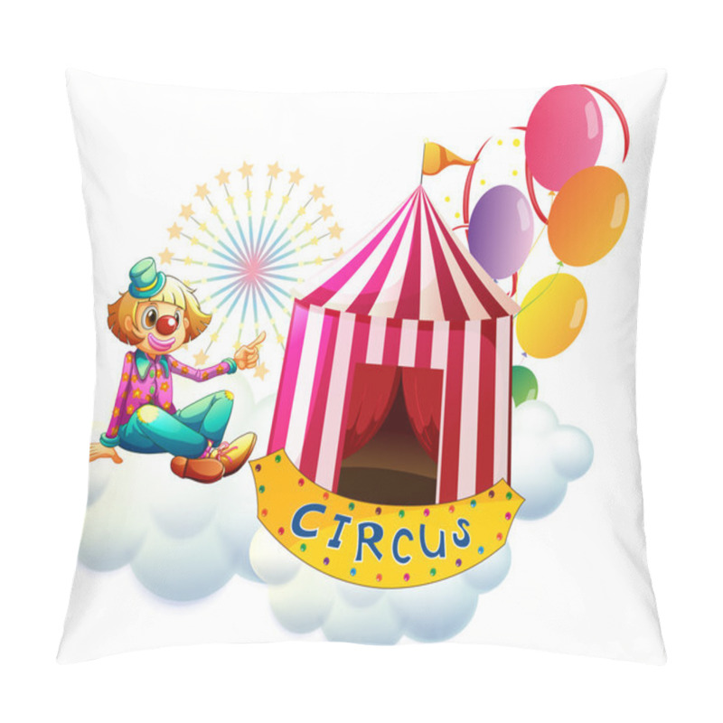 Personality  A Clown Beside A Circus Tent With Balloons Pillow Covers