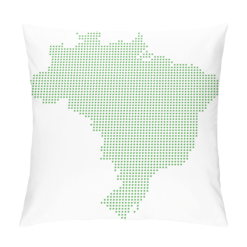 Personality  Green Dotted Map Of Brazil. Abstract Representation With Small Green Dots Forming The Shape Of Brazil. Minimalistic Design, Perfect For Infographics, Presentations, And Geographic Visualizations. Pillow Covers