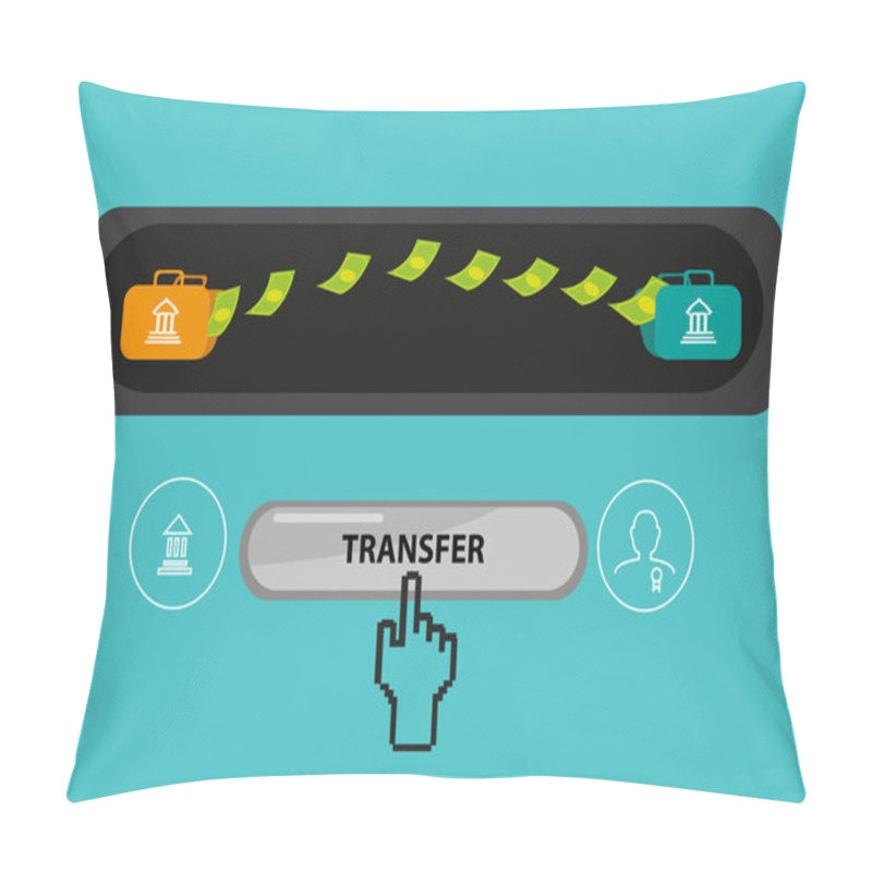 Personality  Payout Or Payment Transfer Concept. Editable Clip Art Pillow Covers