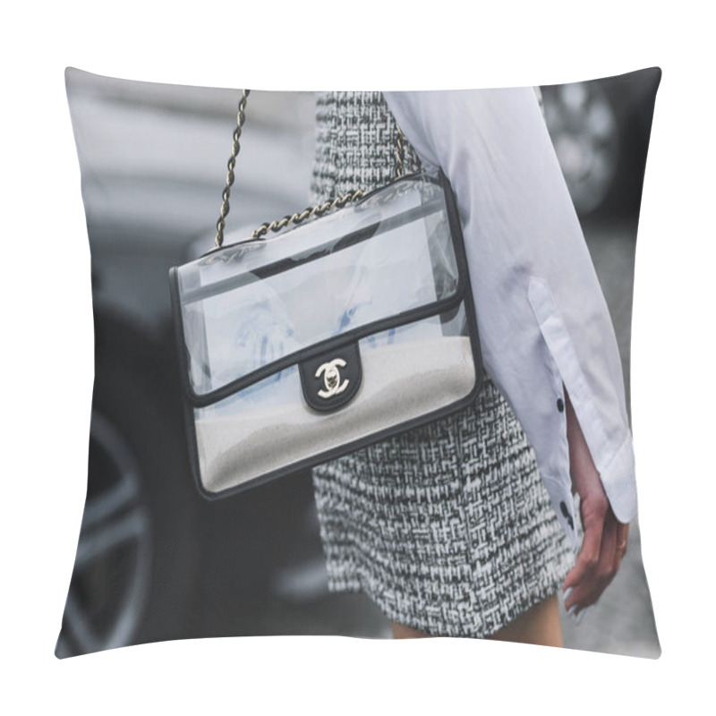 Personality  Paris, France - March 05, 2019: Street Style Outfit -  Woman Wearing Chanel Purse After A Fashion Show During Paris Fashion Week - PFWFW19 Pillow Covers