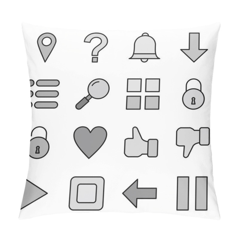 Personality  16 Set Of Basic Elements Icons Isolated On White Background... Pillow Covers