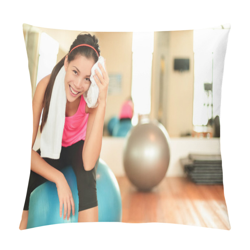 Personality  Woman In Gym Resting On Pilates Pillow Covers