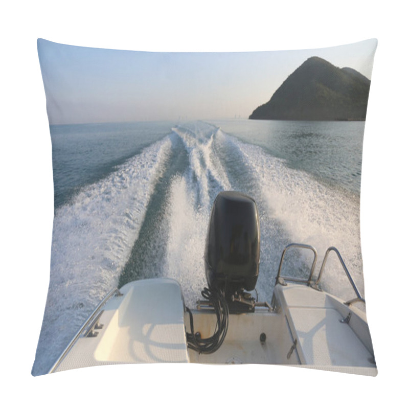 Personality  Motor Boat Of Speed Boat And Morning Sea View. Pillow Covers