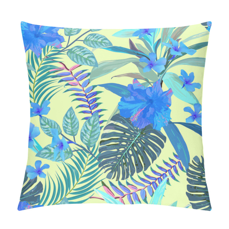 Personality  Floral Seamless Pattern. Background With Isolated Blue Hand Draw Pillow Covers