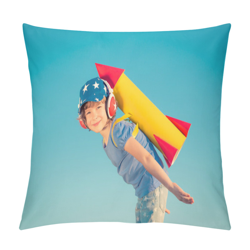 Personality  Happy Child Playing Outdoors Pillow Covers