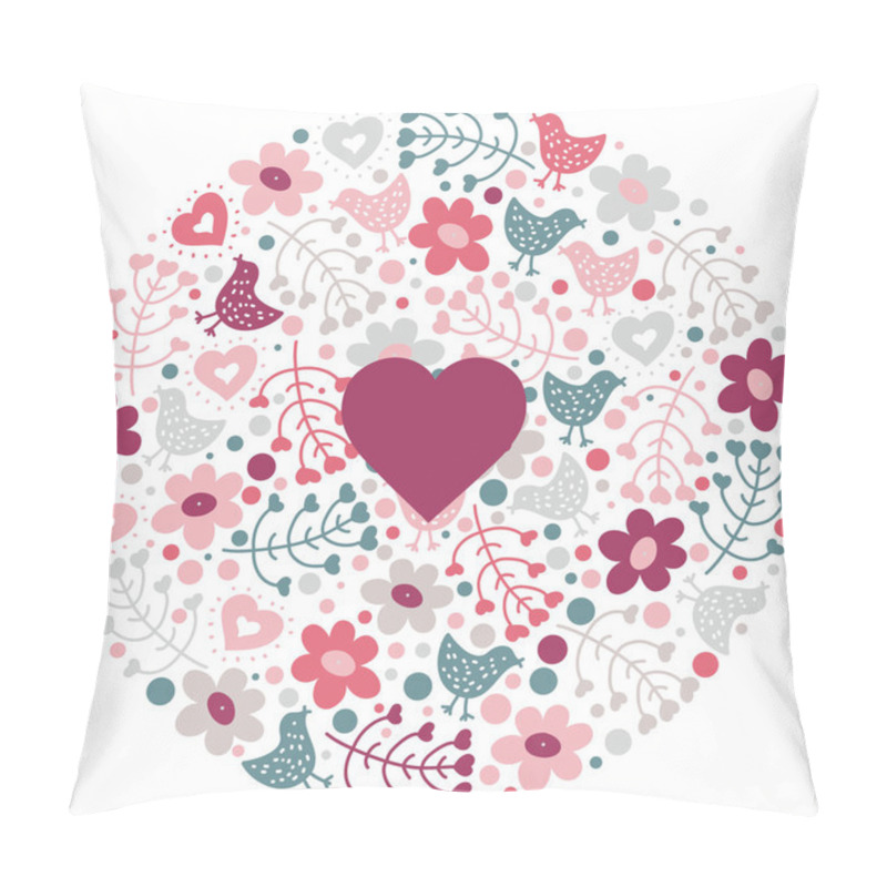 Personality  Pattern With Cute Birds And Flowers. Pillow Covers