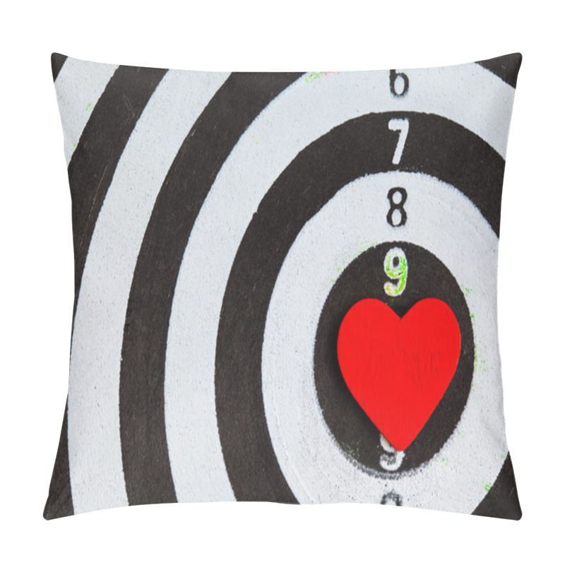 Personality  Closeup Black White Target With Heart Bullseye As Love Background Pillow Covers