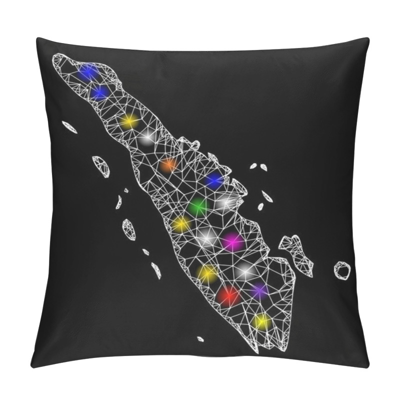 Personality  Web 2D Map Of Sumatra Island With Shiny Light Spots Pillow Covers