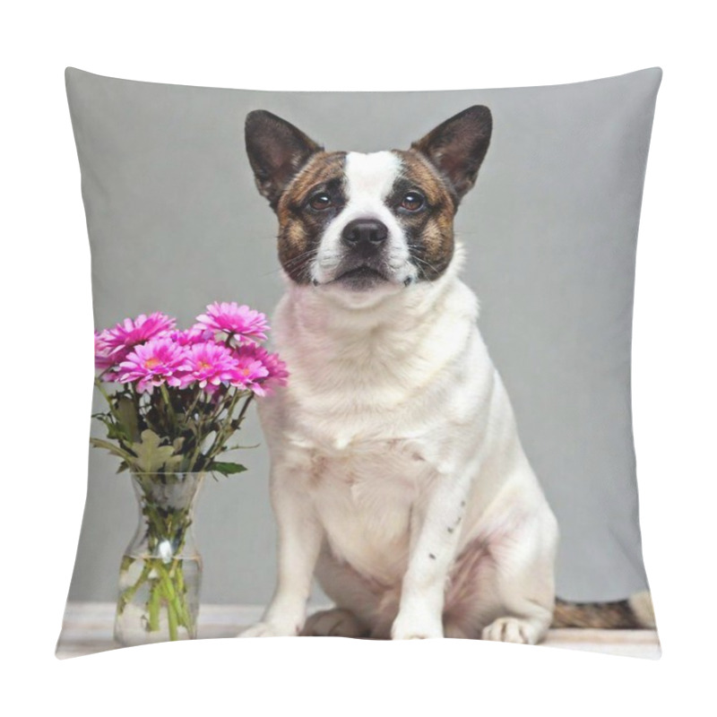 Personality  Cute French Bulldog With Flowers Pillow Covers