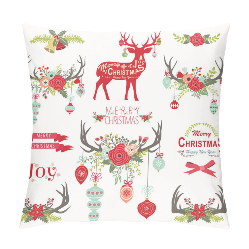 Personality  Christmas Floral Antlers Elements Pillow Covers