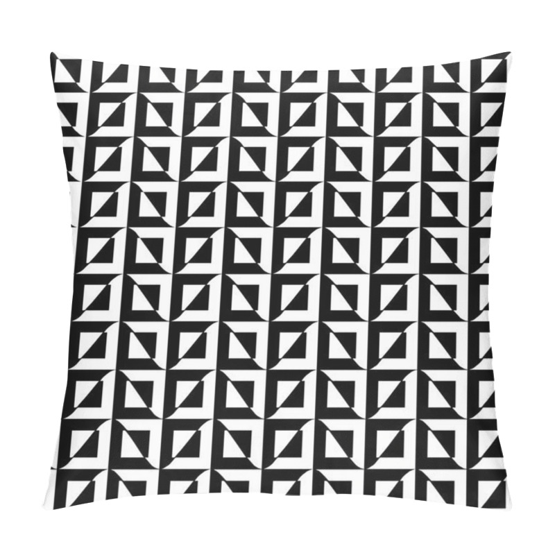 Personality  Black And White Square And Wave Combination In A Seamless Pattern With High Contrast. Vector EPS 10 Pillow Covers