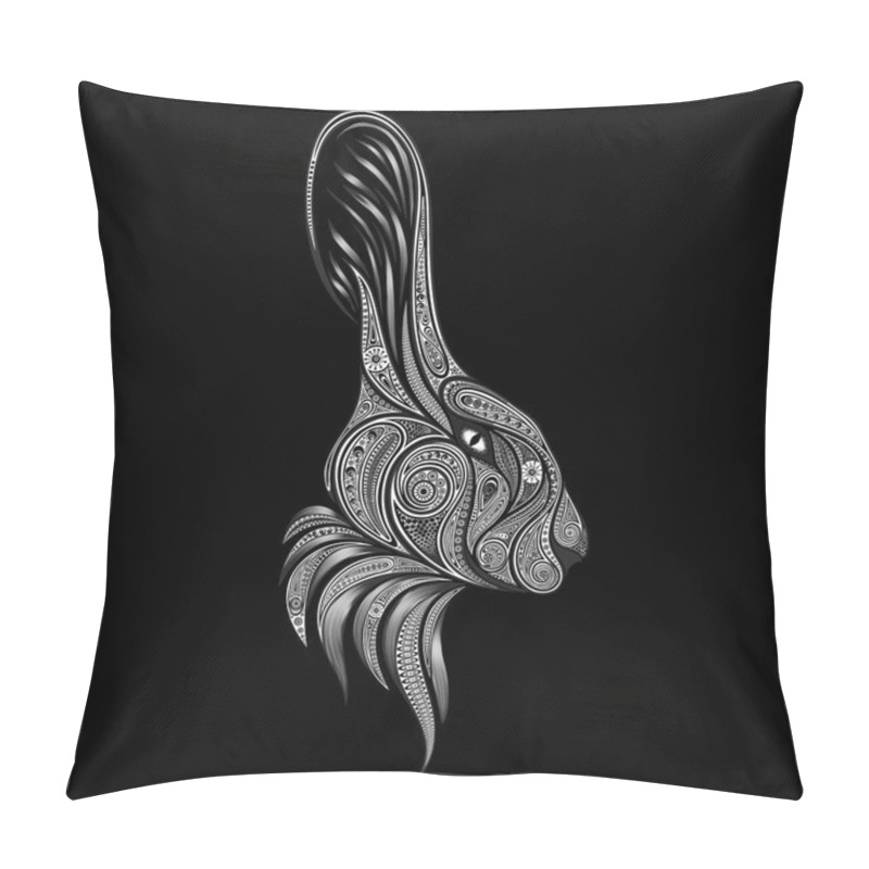 Personality  Abstract Vector Silhouette Of The Rabbit On Black Background Pillow Covers