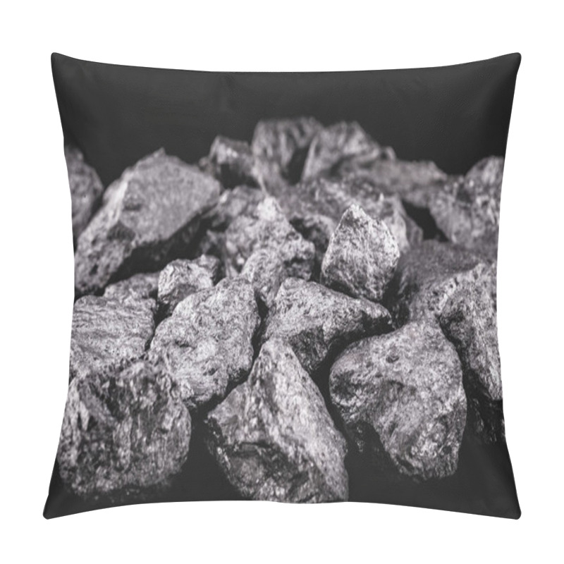 Personality  Big Silver Nugget On Black Background. Raw Silver Stone, Native Silver Nugget From Liberia, Isolated On Black Background. Mineral Extraction. Pillow Covers