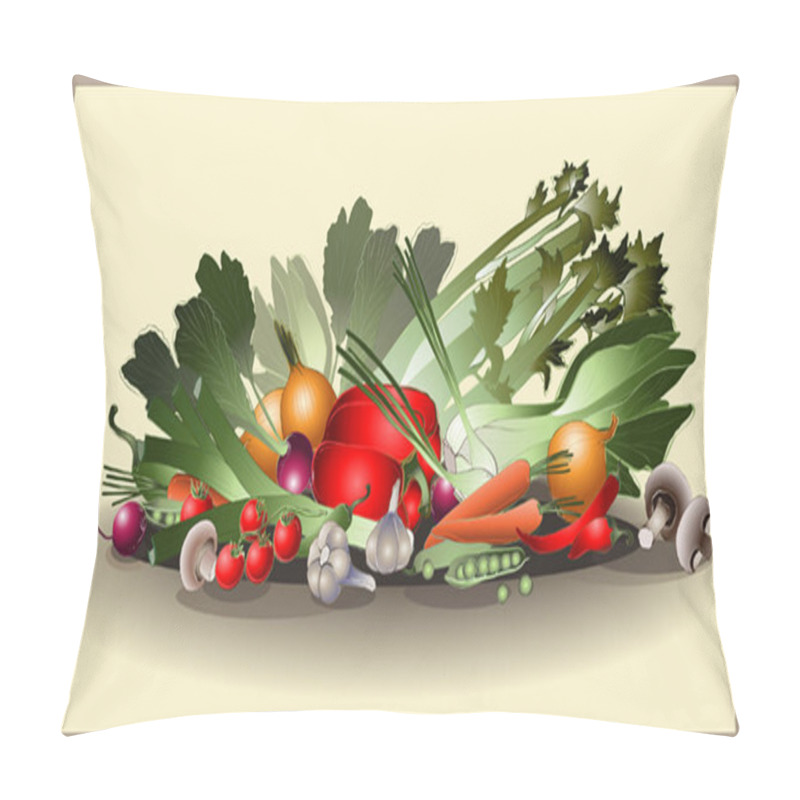 Personality  Illustration Fresh Vegetables. Pillow Covers