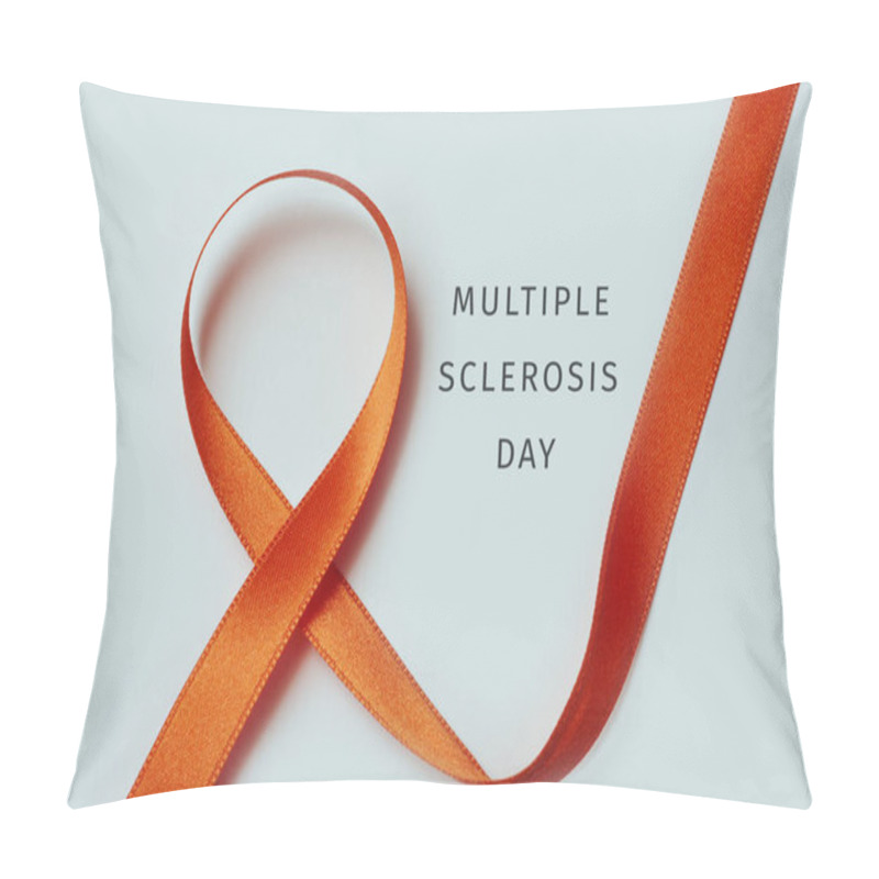 Personality  The Text Multiple Sclerosis Day And An Orange Ribbon On An Off-white Background Pillow Covers