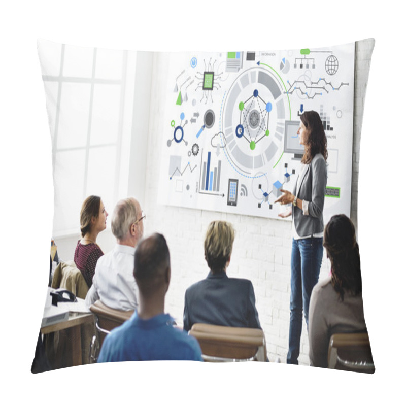 Personality  Businesswoman Tells Presentation To Colleagues Pillow Covers