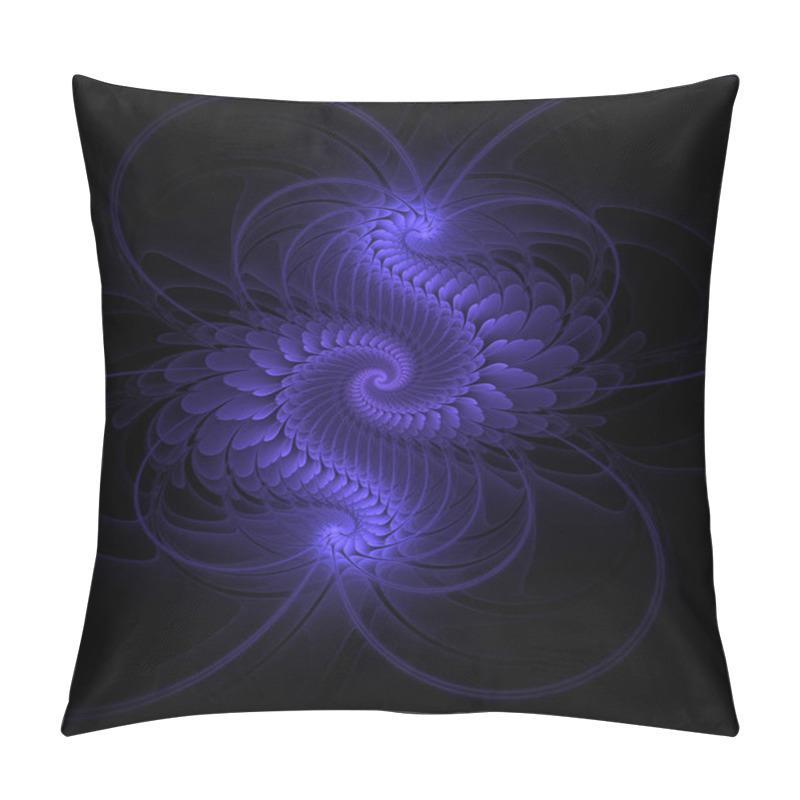 Personality  Fractal Abstract Illustration Of A Blue Spiral On A Black Background Pillow Covers