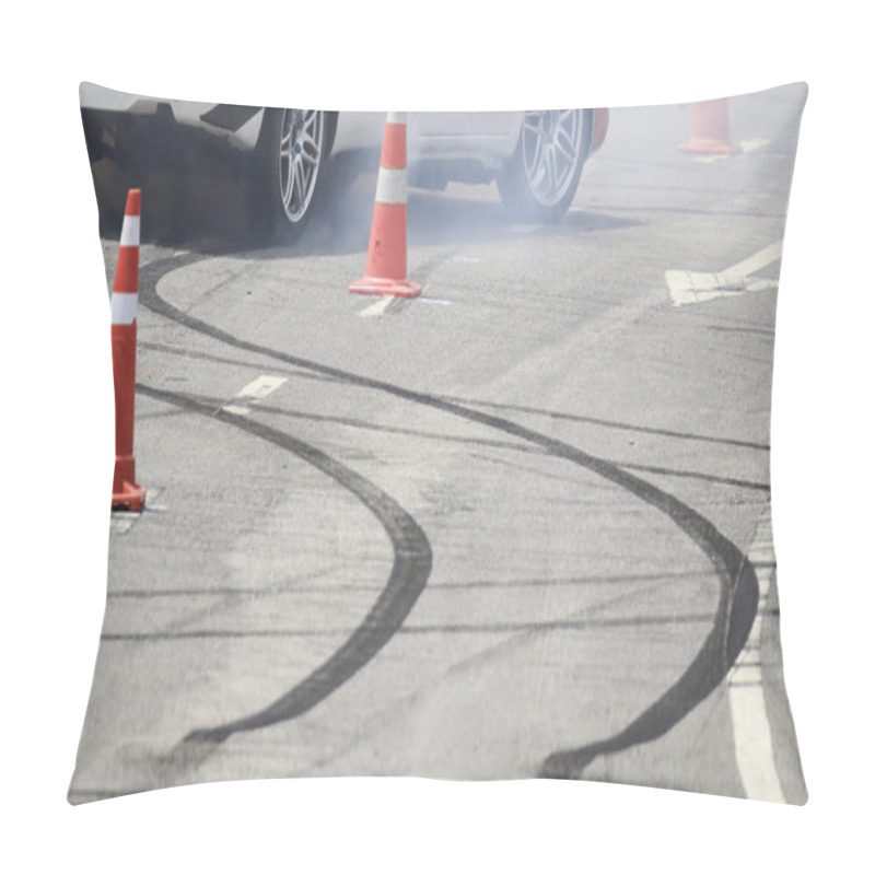 Personality  Emergency Braking Car On The Road. Pillow Covers