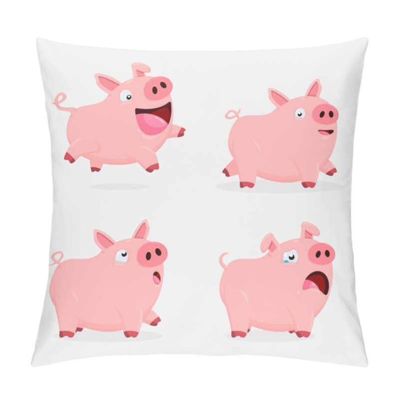 Personality  Vector Cartoon Set Of Various Pigs Pillow Covers