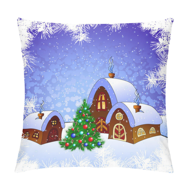 Personality  Christmas Card With Fairytale Houses Pillow Covers