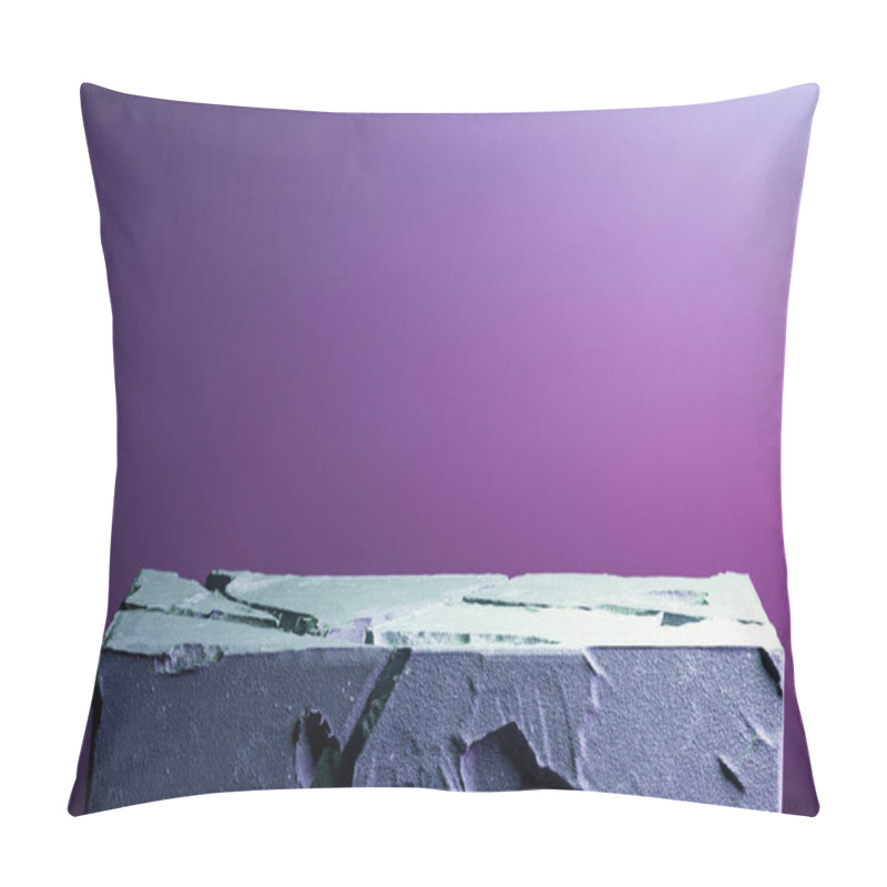 Personality  Realistic Modern Showcase Made From Stone Or Concrete On Neon Pink And Violet Background. 3d Rendering Pillow Covers