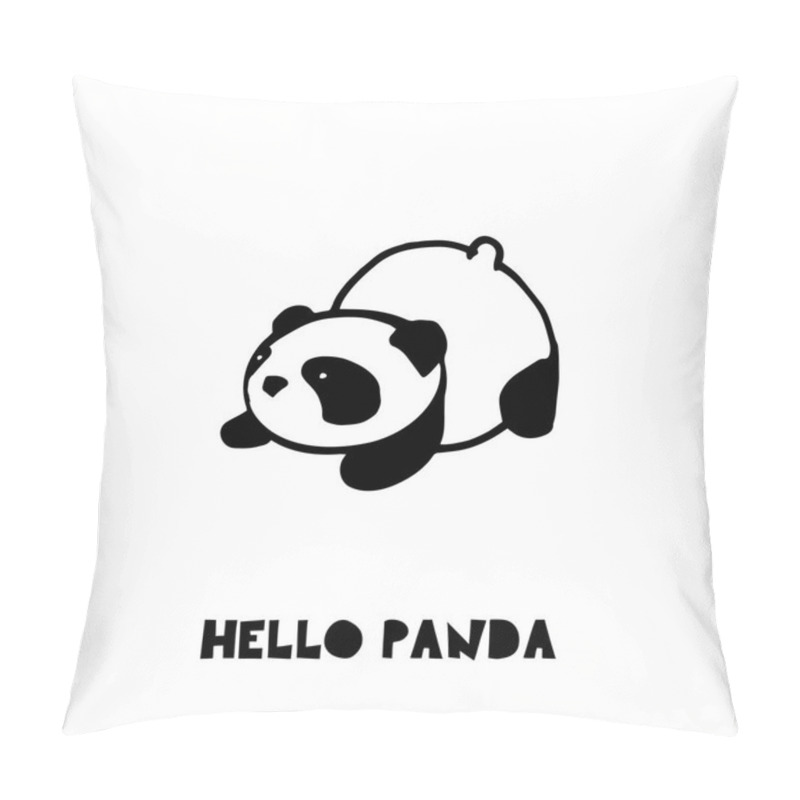 Personality  Cute Panda Bear Illustrations, Vector Hand Drawn Elements, Black And White Icons Pillow Covers