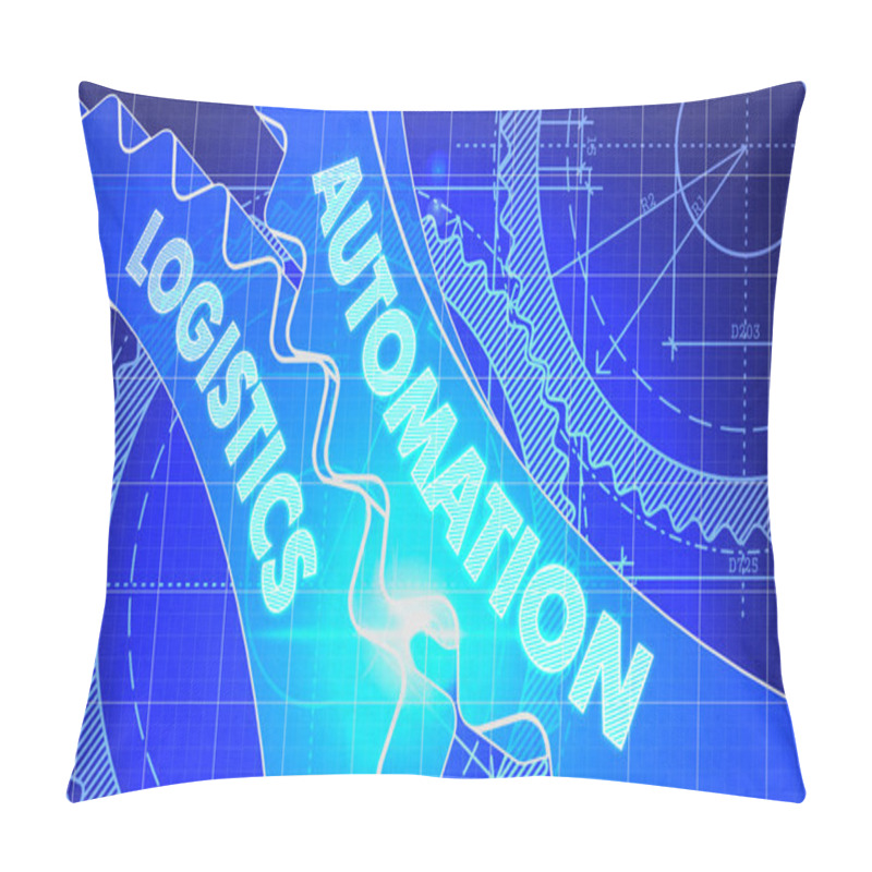 Personality  Automation Logistics Concept. Blueprint Of Gears. Pillow Covers