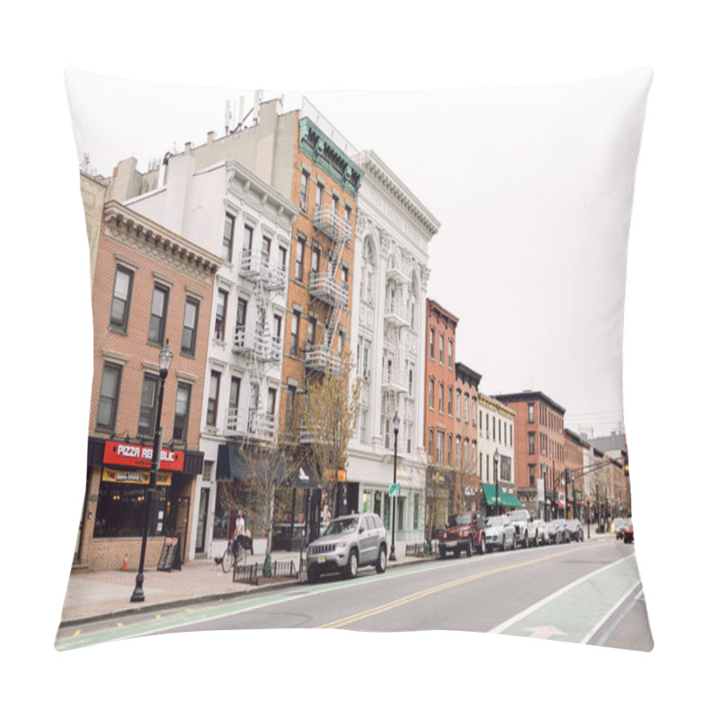 Personality  April 20 2020 - Hoboken NJ: Buildings And Empty Washington Street With Only A Few Cars Pillow Covers