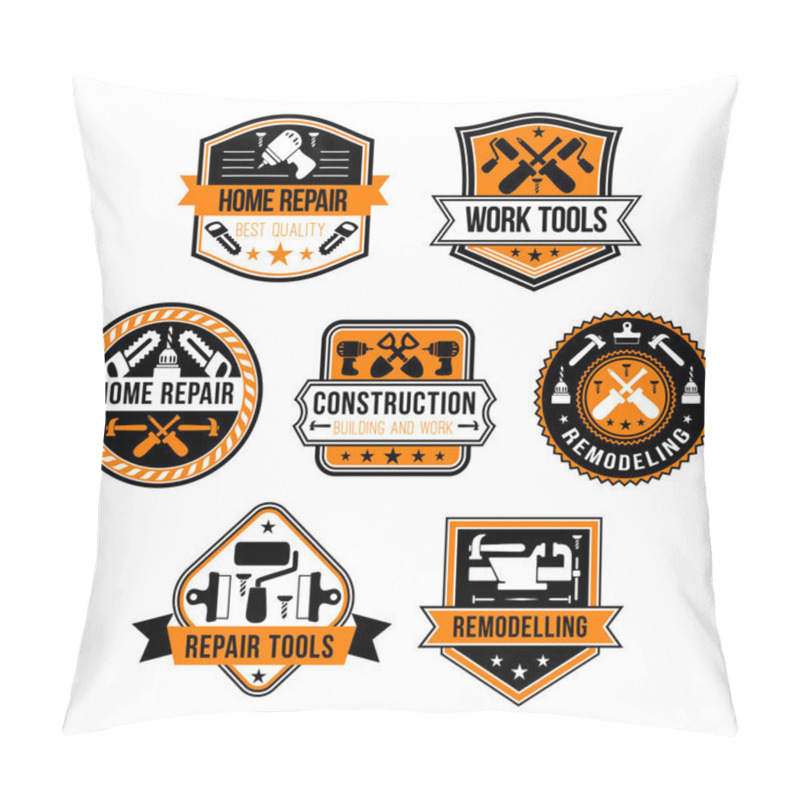 Personality  Vector Work Tools For Home Repair Icons Set Pillow Covers