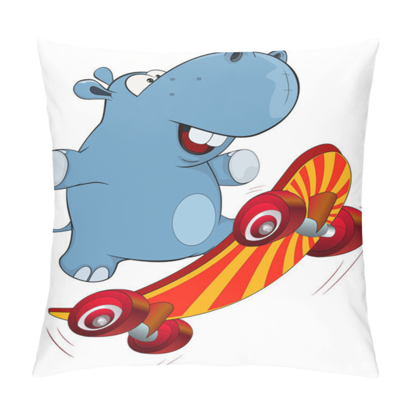 Personality  Hippopotamus And Skateboard Pillow Covers