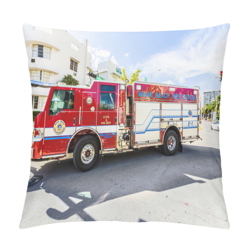 Personality  Fire Brigade On Duty In South Beach In Miami Pillow Covers