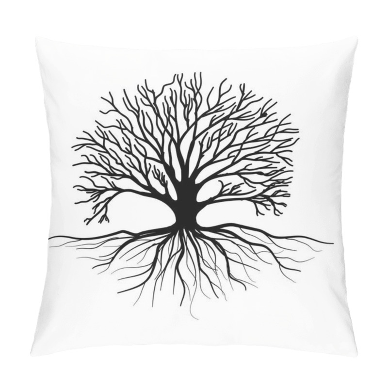 Personality  Black Trees And Root With Leaves Look Beautiful And Refreshing. Tree And Roots LOGO Style Pillow Covers