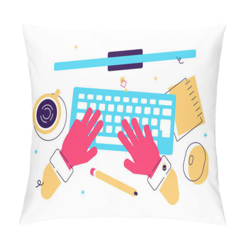 Personality  Cartoon Vector Illustration Of Workplace.  Pillow Covers